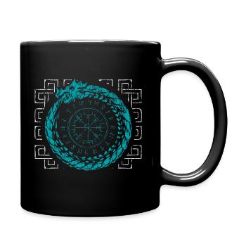 Norse Viking Dragon Compass - Full Colour Mug - black - Right