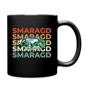 Smaragd Schriftzug mit Stein - Tasse einfarbig - Schwarz - Rechts