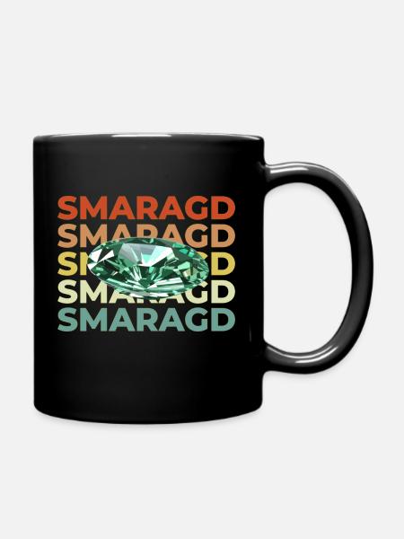 Smaragd Schriftzug mit Stein - Tasse einfarbig - Schwarz