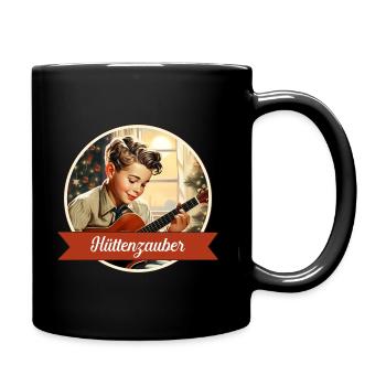 Hüttenzauber - Tasse einfarbig - Schwarz - Rechts