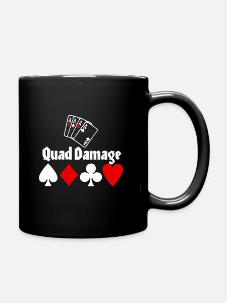 Quad Damage Poker Aces - Full Colour Mug - black