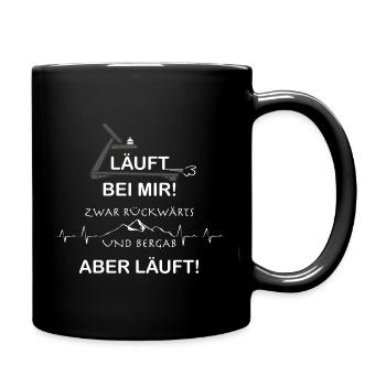 Läuft bei mir zwar rückwärts und bergab aber Läuft - Tasse einfarbig - Schwarz - Rechts