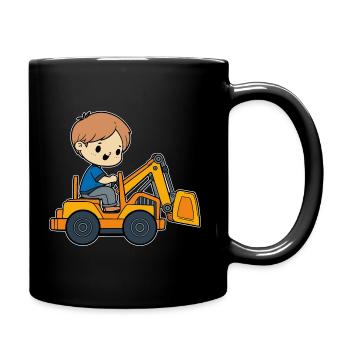 Garçon avec excavatrice - Mug uni - noir - Droite