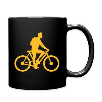 Cyclist on a bike - Full Colour Mug - black - Right