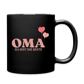 Oma du bist die Beste - Tasse einfarbig - Schwarz - Rechts