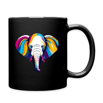 The majestic beauty of this vibrant elephant portr - Full Colour Mug - black - Right