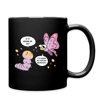 Développement de papillons et de chenilles mignons - Mug uni - noir - Droite