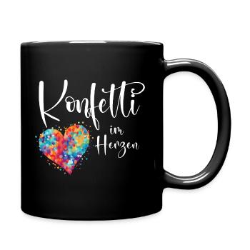 Köln Karneval Alaaf Jeck Party Konfetti Herz - Tasse einfarbig - Schwarz - Rechts