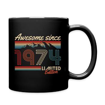 1974 Jahrgang Berge Retro Geburtstag - Tasse einfarbig - Schwarz - Rechts