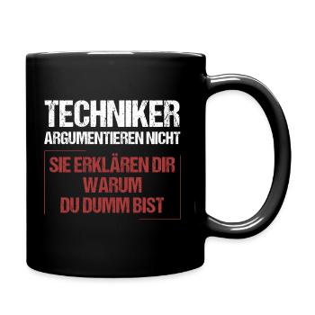 Technicians don't argue - Full Colour Mug - black - Right