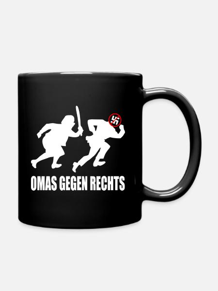Omas gegen rechts - Tasse einfarbig - Schwarz
