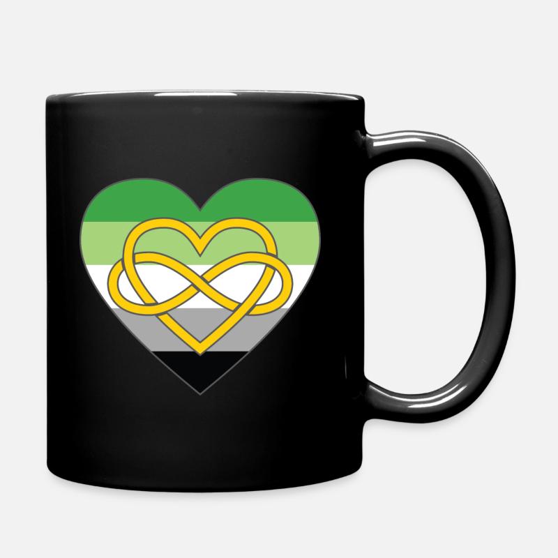 Polyamory Infinity Heart Aromantic Pride - Full Colour Mug - black