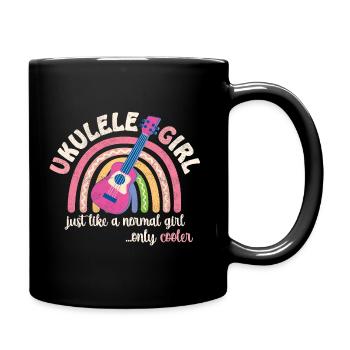 Fille ukulélé. Tout comme une fille normale, mais en plus cool - Mug uni - noir - Droite