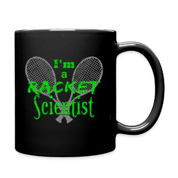 Tennis Shirt Racket Wissenschaftler Scientist - Tasse einfarbig - Schwarz - Rechts