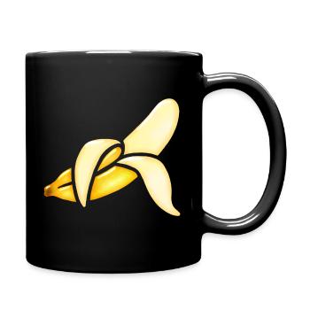 Glassy Banana watercolor - Full Colour Mug - black - Right