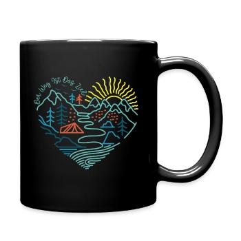 Berge Wandern Bergsteigen Sonne Zelt - Tasse einfarbig - Schwarz - Rechts