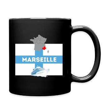 Marseille, die Flagge der Stadt - Tasse einfarbig - Schwarz - Rechts