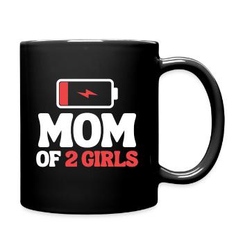 Mom Of 2 Girls Low Battery Funny Mother's Day - Full Colour Mug - black - Right