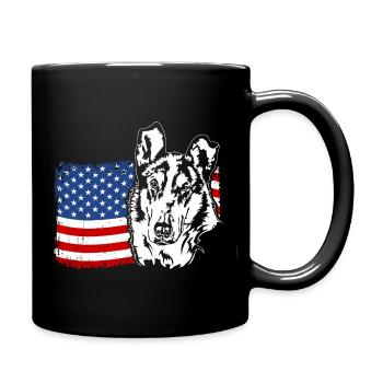 Shorthair Collie America Flag Dogs Wilsigns - Full Colour Mug - black - Right