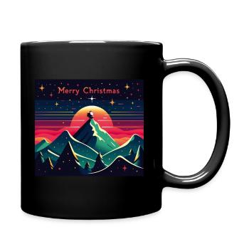 Père Noël sur la montagne avec ciel étoilé - Mug uni - noir - Droite