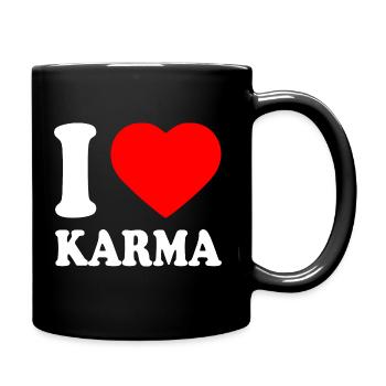 I love karma - Tasse einfarbig - Schwarz - Rechts