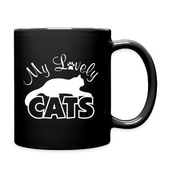 Meine lieben Katzen - Tasse einfarbig - Schwarz - Rechts