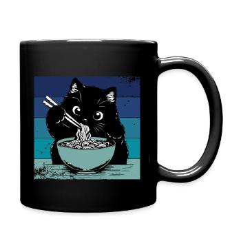Cat Ramen Funny - Full Colour Mug - black - Right