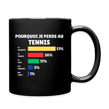 Tennis, warum ich beim Tennis verliere - Tasse einfarbig - Schwarz - Rechts