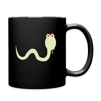 Green Snake with Heart Eyes on T-Shirt - Full Colour Mug - black - Right