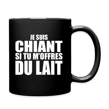 Mann, der liebt: Milch. Lustiger Design-Humor - Tasse einfarbig - Schwarz - Rechts