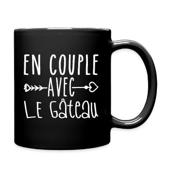 En Couple avec Gâteau, cadeau Fans de Gâteau - Mug uni - noir - Droite
