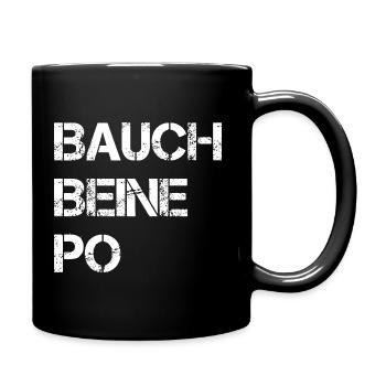 Bauch Beine Po Girls Fitness - Tasse einfarbig - Schwarz - Rechts