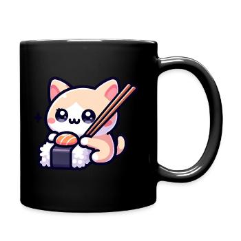 Chat Sushi - Mug uni - noir - Droite