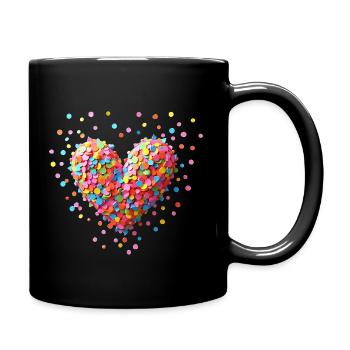 Konfetti Herz Karneval Kostüm Fasching Geburtstag - Tasse einfarbig - Schwarz - Rechts