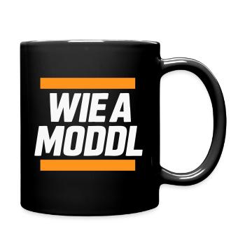 Frankenwaldshirts - Wie a Moddl - Tasse einfarbig - Schwarz - Rechts