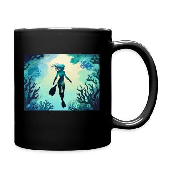 Freedive Girl - Tasse einfarbig - Schwarz - Rechts