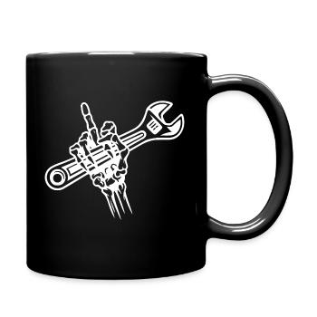Bold Hand Holding Wrench Illustration - Full Colour Mug - black - Right