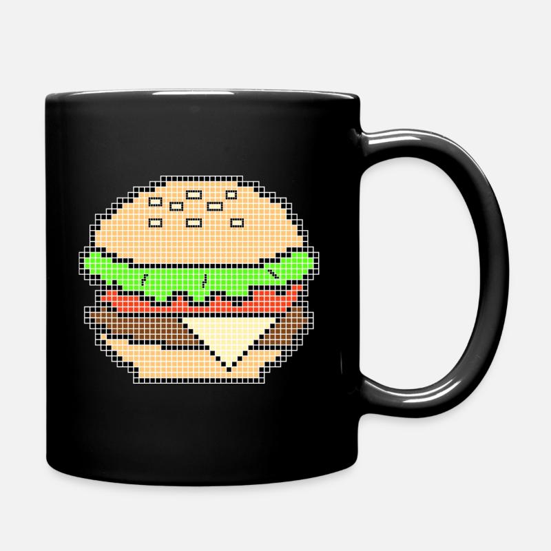 Pixel Art Cheeseburger Design - Mug uni - noir