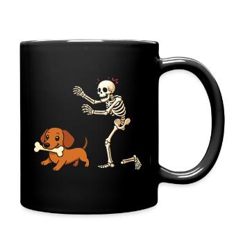 Humour Squelette Poursuit Chien Teckel - Mug uni - noir - Droite