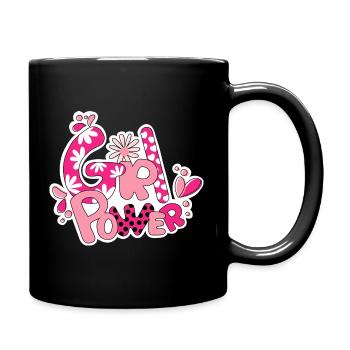 Girl Flower Power - Full Colour Mug - black - Right