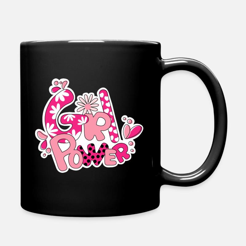 Girl Flower Power - Full Colour Mug - black