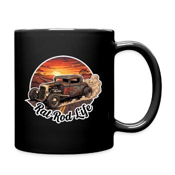 Vintage Hot Rod Life - Full Colour Mug - black - Right