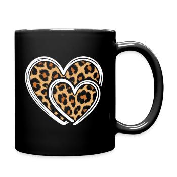 Herz mit Leopardmuster - Tasse einfarbig - Schwarz - Rechts