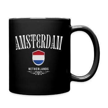 Amo Amsterdam, Amsterdam Niederlande - Tasse einfarbig - Schwarz - Rechts