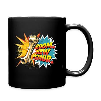 Beinbruch Gebrochener Oberschenkel - Tasse einfarbig - Schwarz - Rechts
