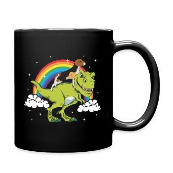 Beagle Chien Dino Dinosaure Tyrannosaure T-Rex - Mug uni - noir - Droite