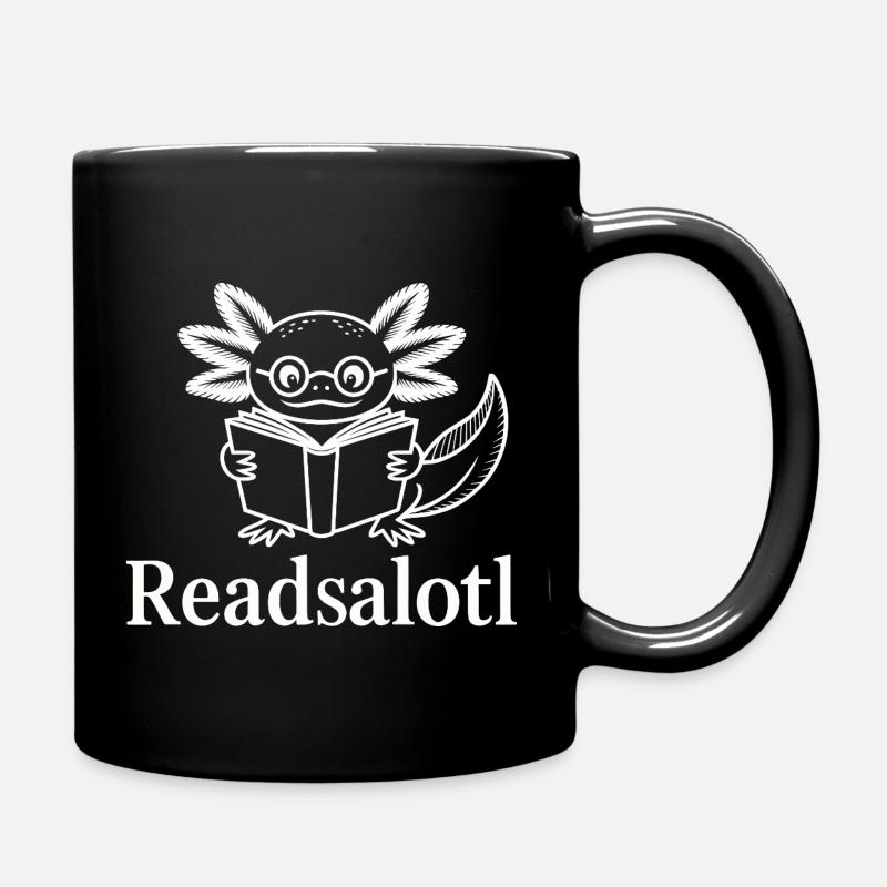 Lineart Readsalotl Axolotl Vortrag - Tasse einfarbig - Schwarz