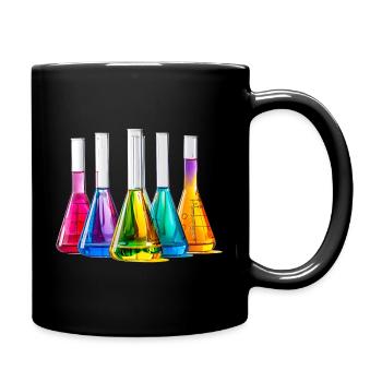 Colourful laboratory bottles in a play of colours - Full Colour Mug - black - Right