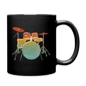 Vintage Drum Set Illustration - Full Colour Mug - black - Right