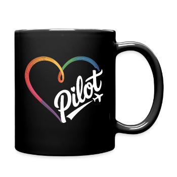 Pilot Herz - Tasse einfarbig - Schwarz - Rechts